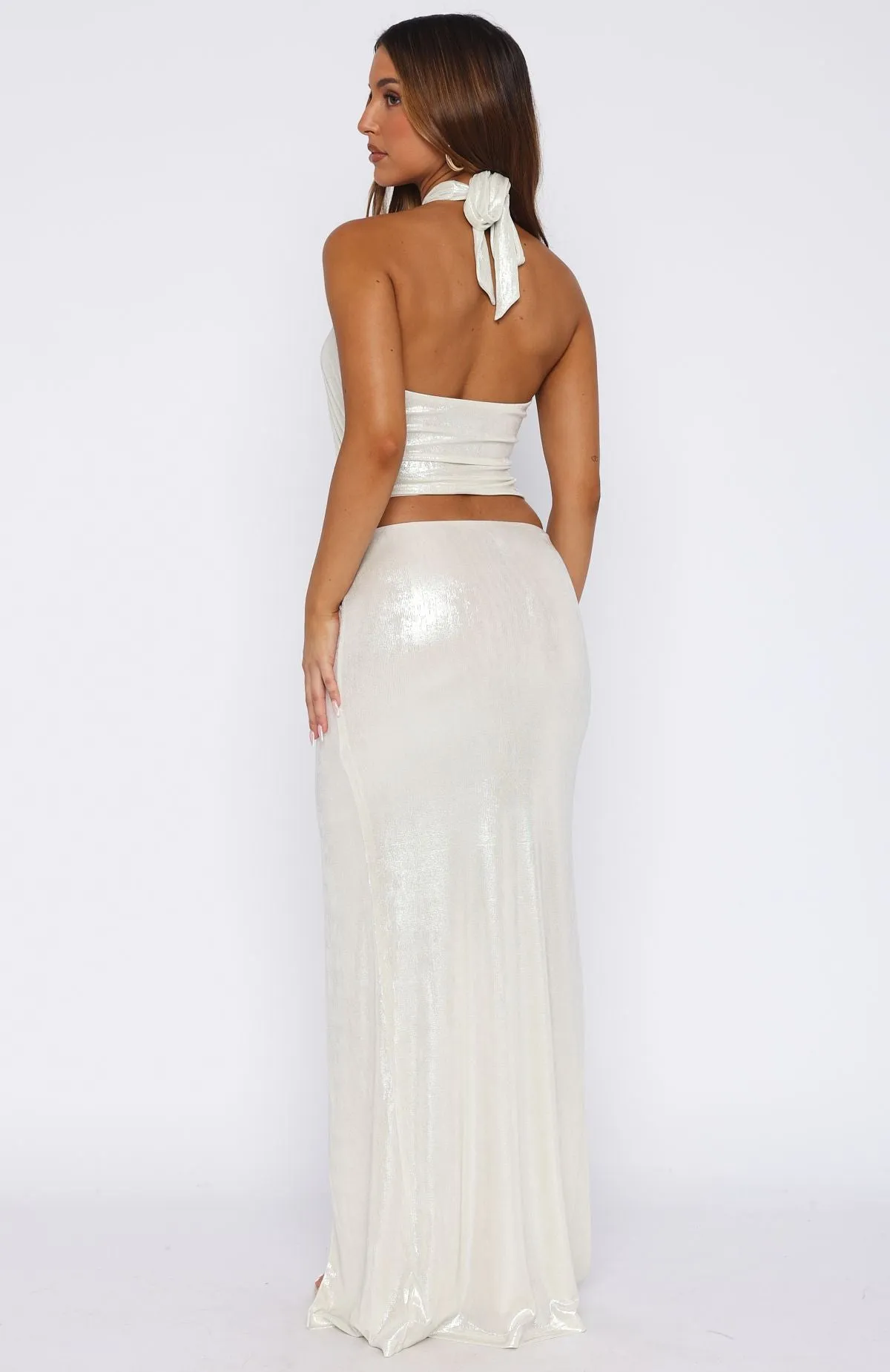 I'm On Call Halter Maxi Dress Pearl sold by White Fox Boutique product image thumbnail 5