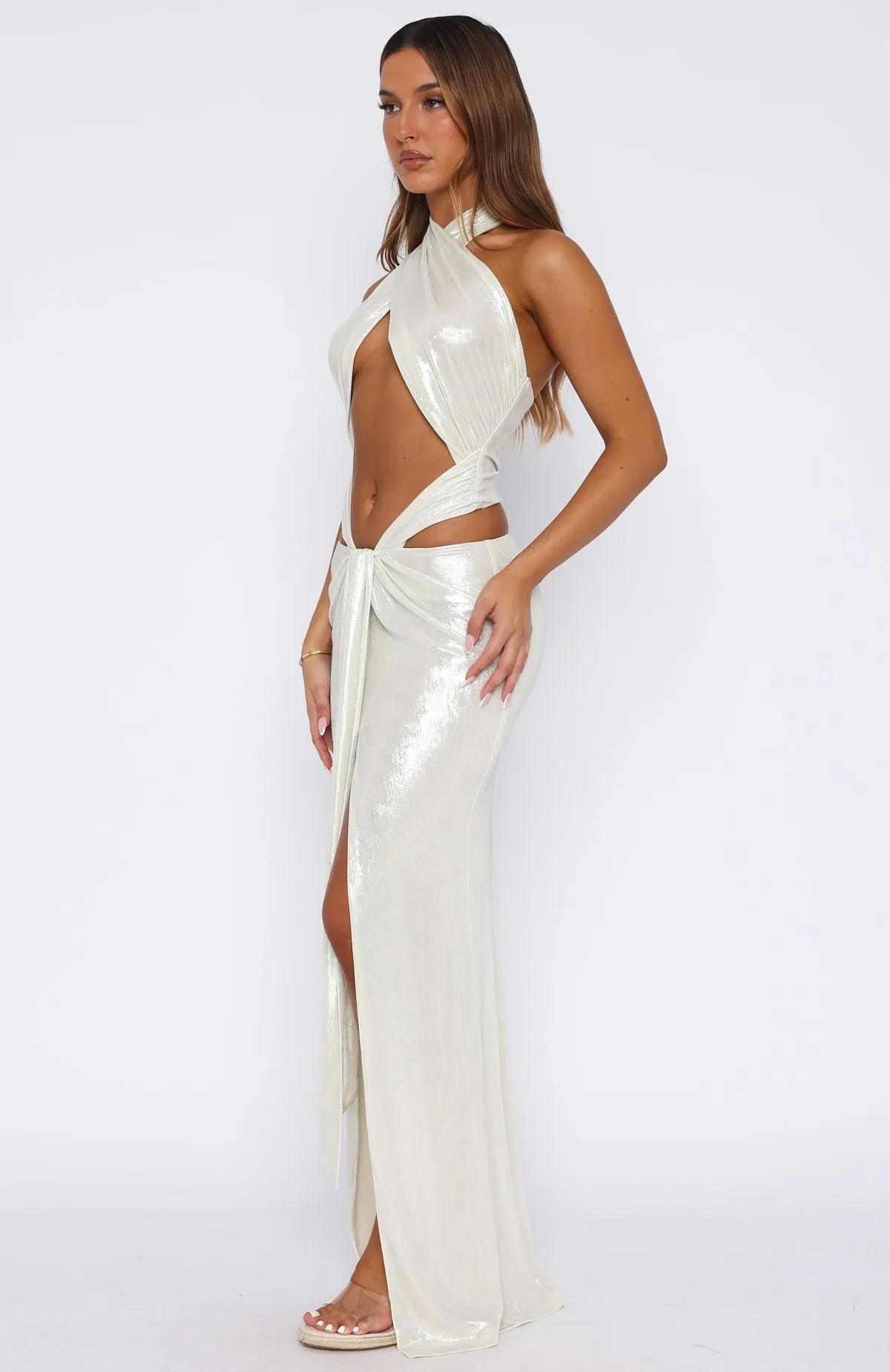 I'm On Call Halter Maxi Dress Pearl sold by White Fox Boutique product image thumbnail 4