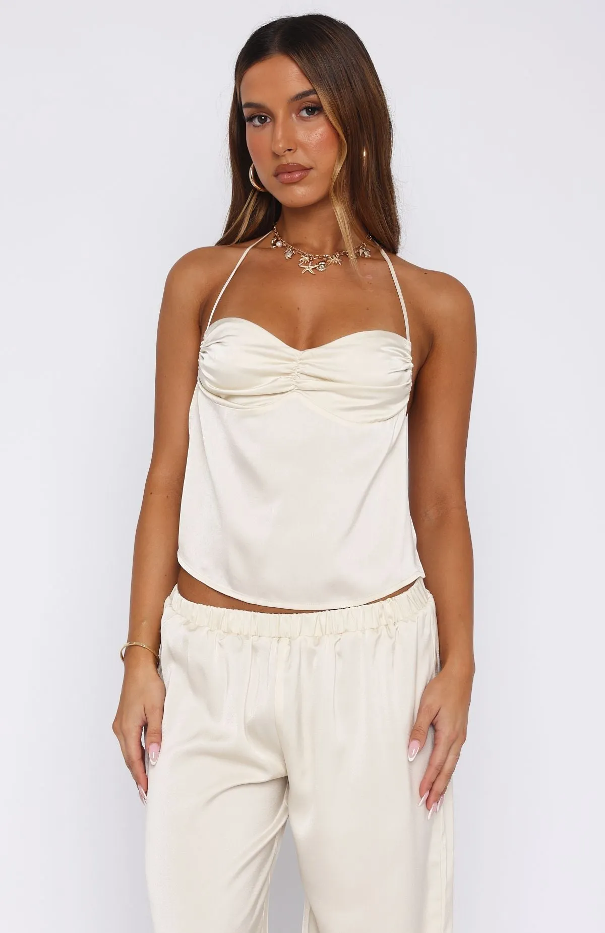 I'd Come Running Halter Top Butter sold by White Fox Boutique product image thumbnail 3