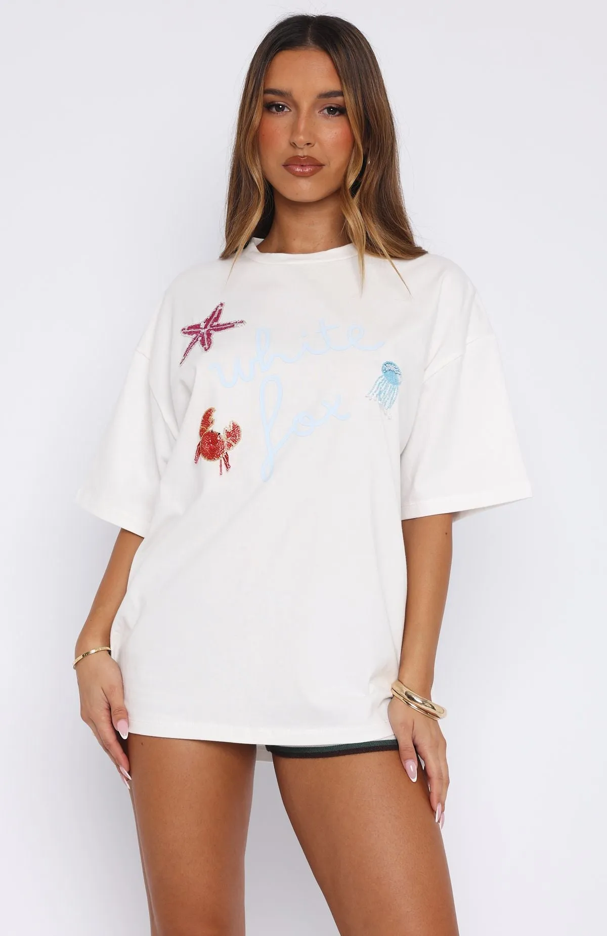 Euro Summer Dreaming Oversized Tee White sold by White Fox Boutique product image thumbnail 5