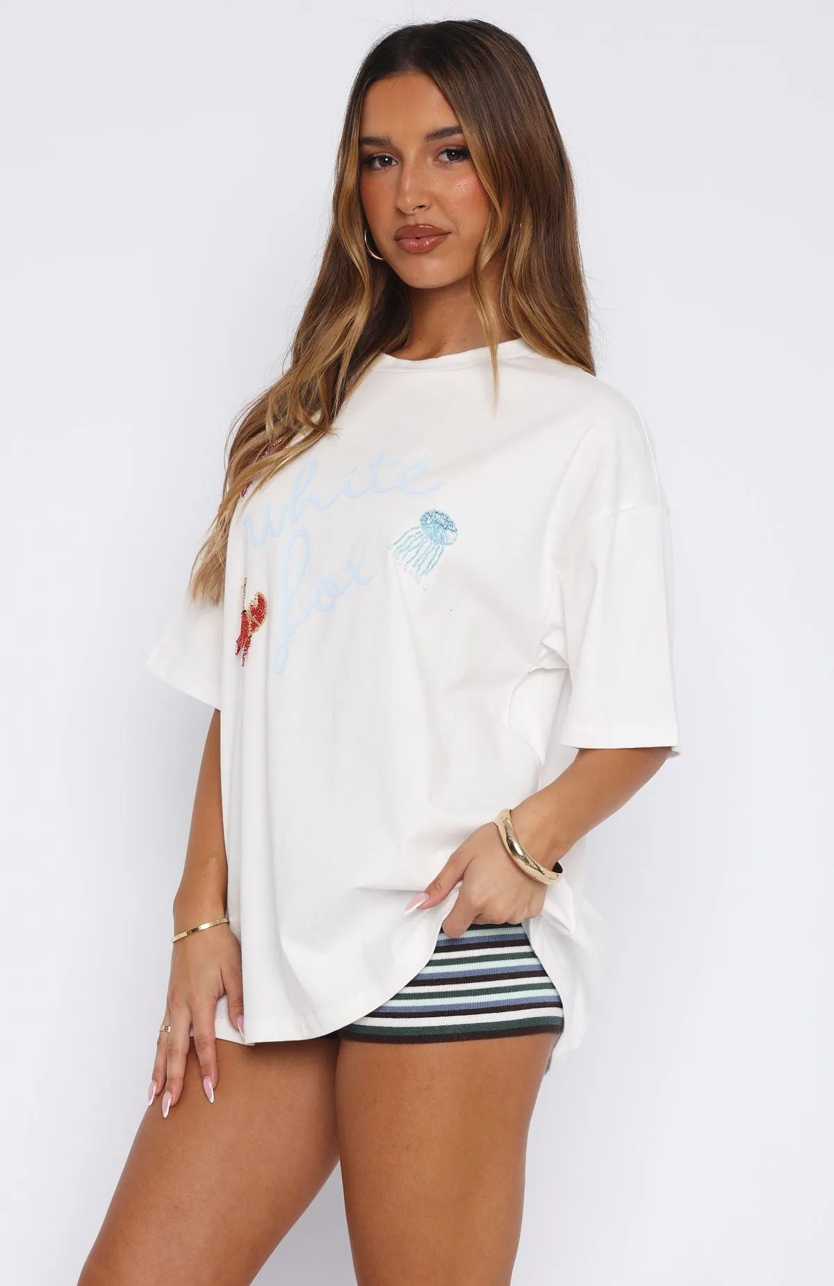 Euro Summer Dreaming Oversized Tee White sold by White Fox Boutique product image thumbnail 3