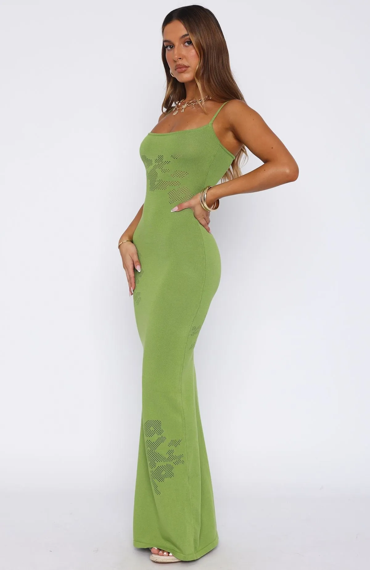 Deep Love Knit Maxi Dress Clover sold by White Fox Boutique product image thumbnail 4