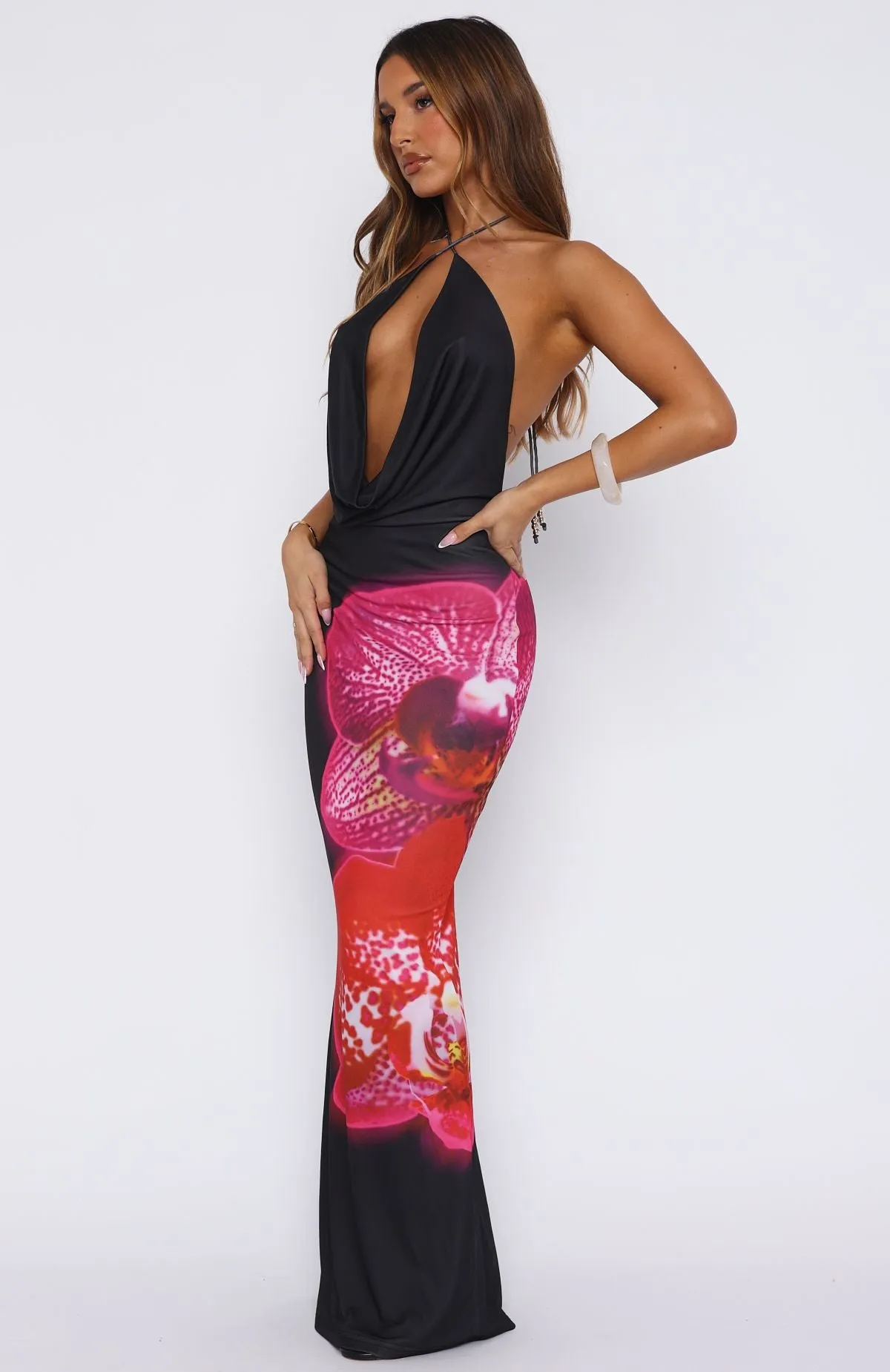 Dancing In Ibiza Maxi Dress Fuchsia Bloom sold by White Fox Boutique product image thumbnail 3