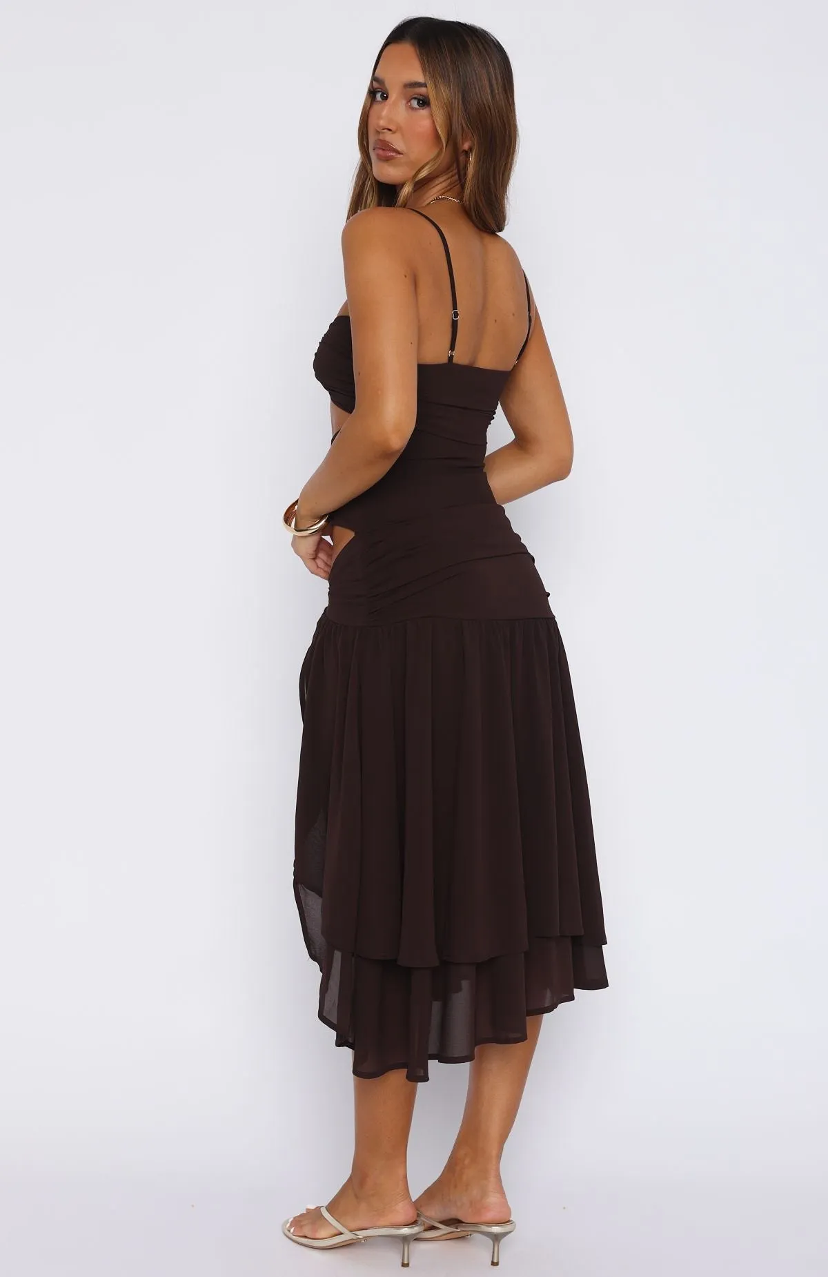 Dancing In Greece Midi Dress Chocolate sold by White Fox Boutique product image thumbnail 5