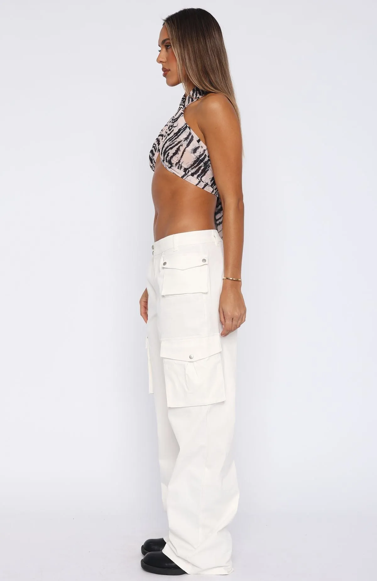 Can't Compete Cargo Pants Off White sold by White Fox Boutique product image thumbnail 3