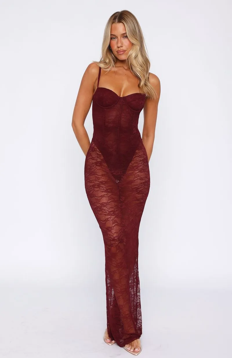 In The Atmosphere Lace Dress Wine sold by White Fox Boutique product image thumbnail 2