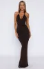 Waste A Moment Halter Maxi Dress Chocolate sold by White Fox Boutique