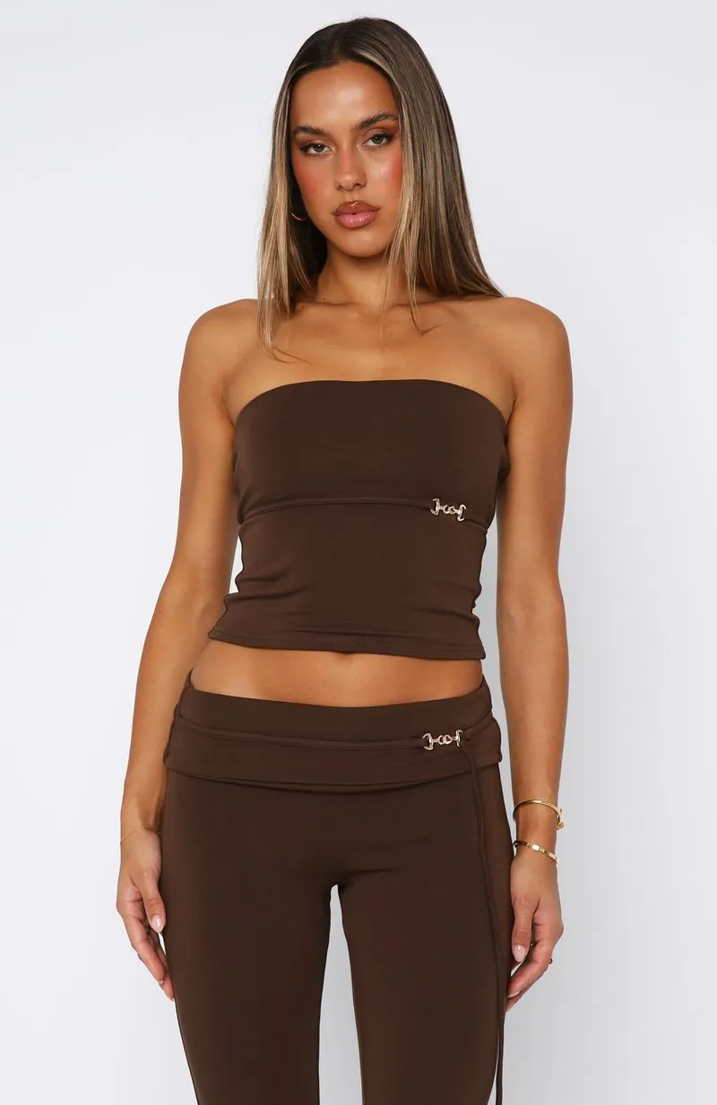 Step On Up Strapless Top Chocolate sold by White Fox Boutique product image thumbnail 2