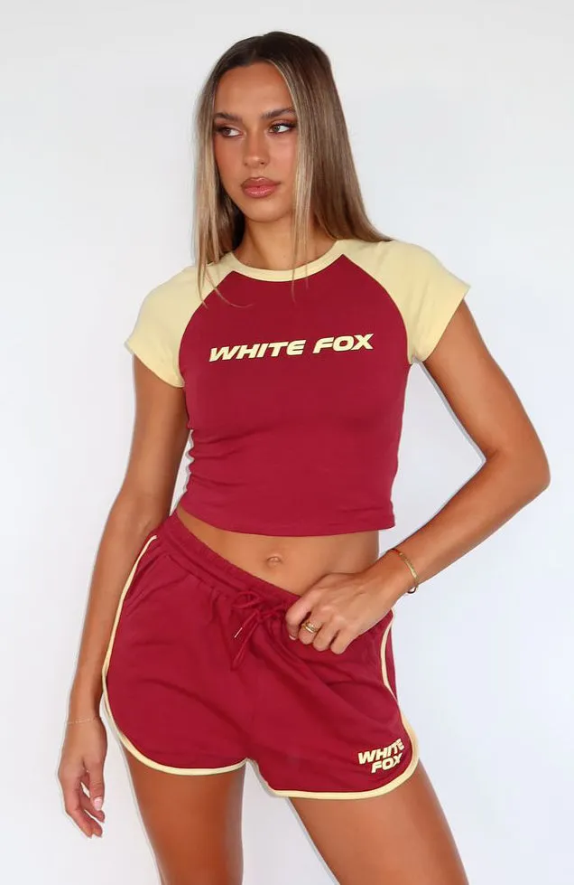 Another Level Relaxed Shorts Burgundy sold by White Fox Boutique