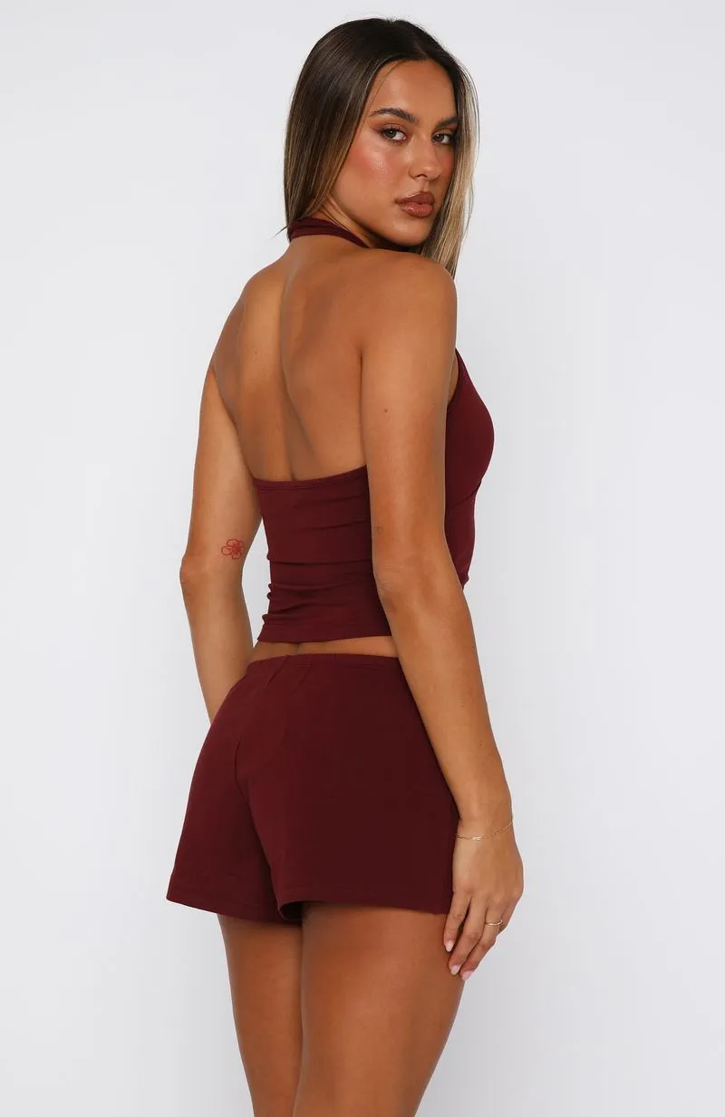 Made Me Better Relaxed Shorts Burgundy sold by White Fox Boutique product image thumbnail 4