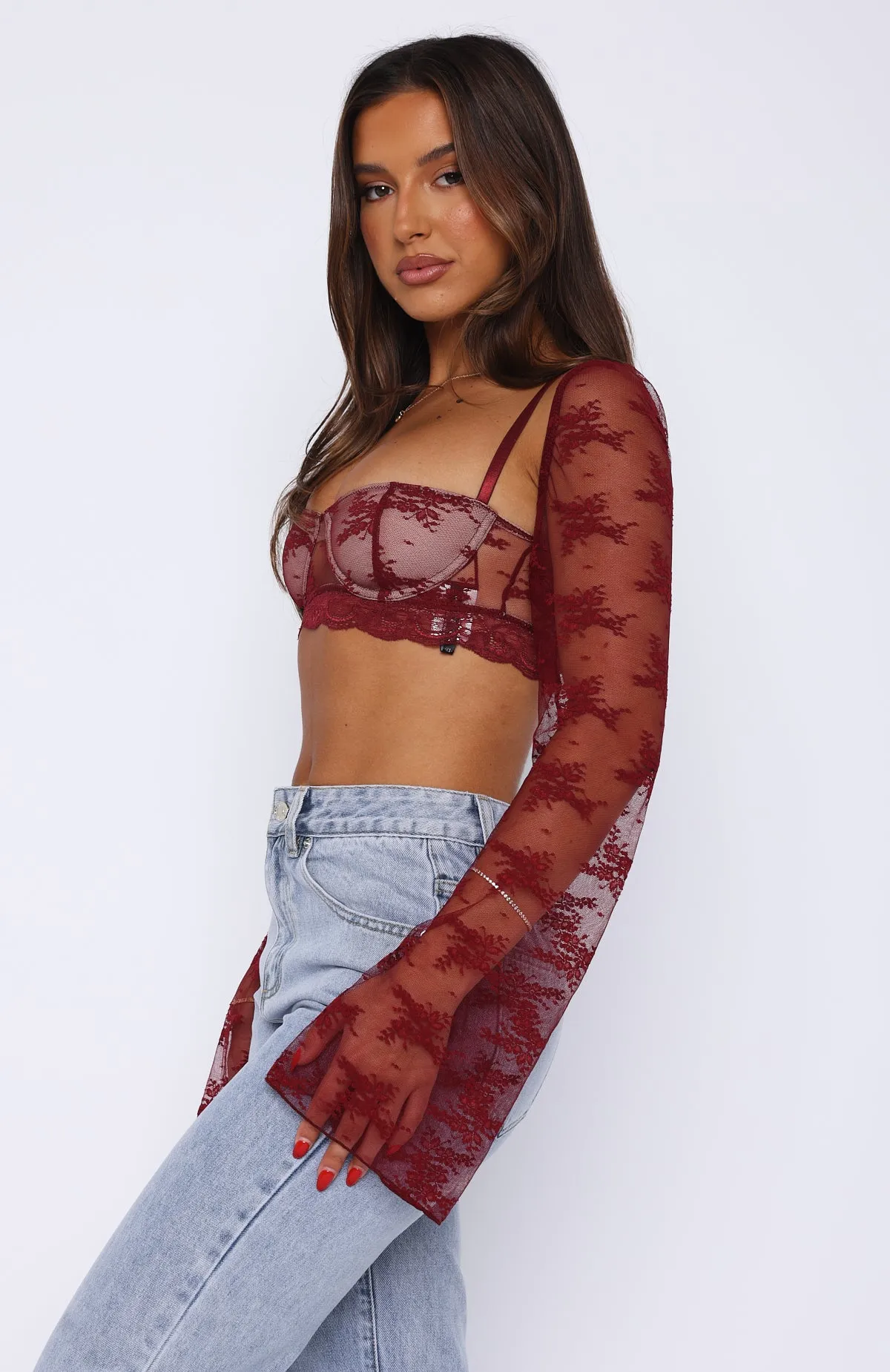 Hold It Down Crop Wine sold by White Fox Boutique product image thumbnail 3