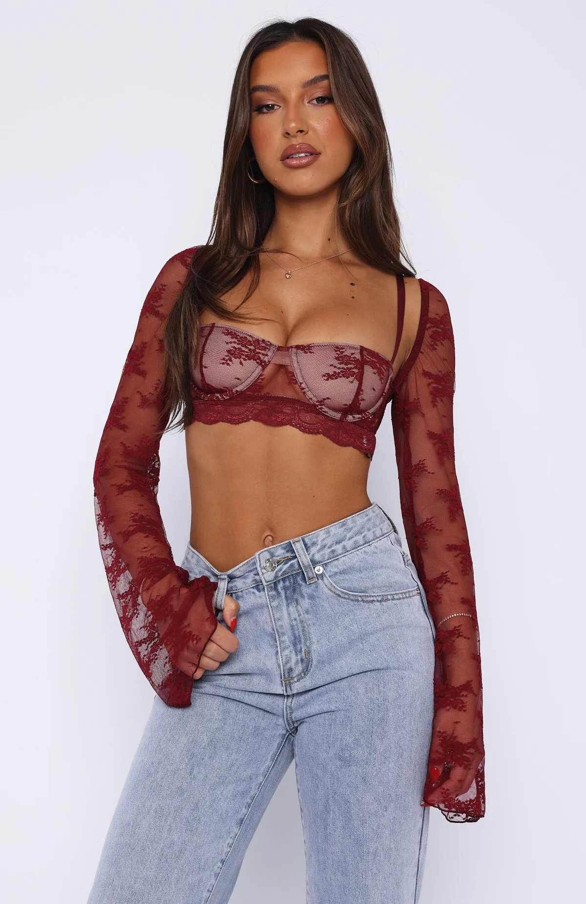 Hold It Down Crop Wine sold by White Fox Boutique product image thumbnail 2