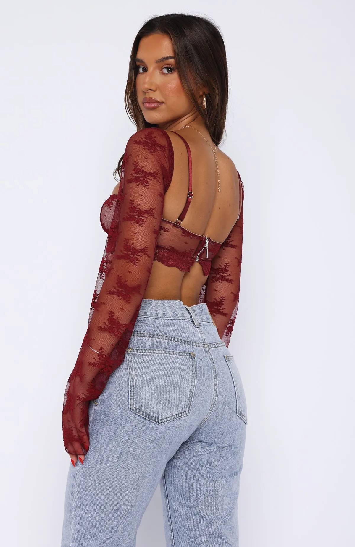 Hold It Down Crop Wine sold by White Fox Boutique product image thumbnail 4