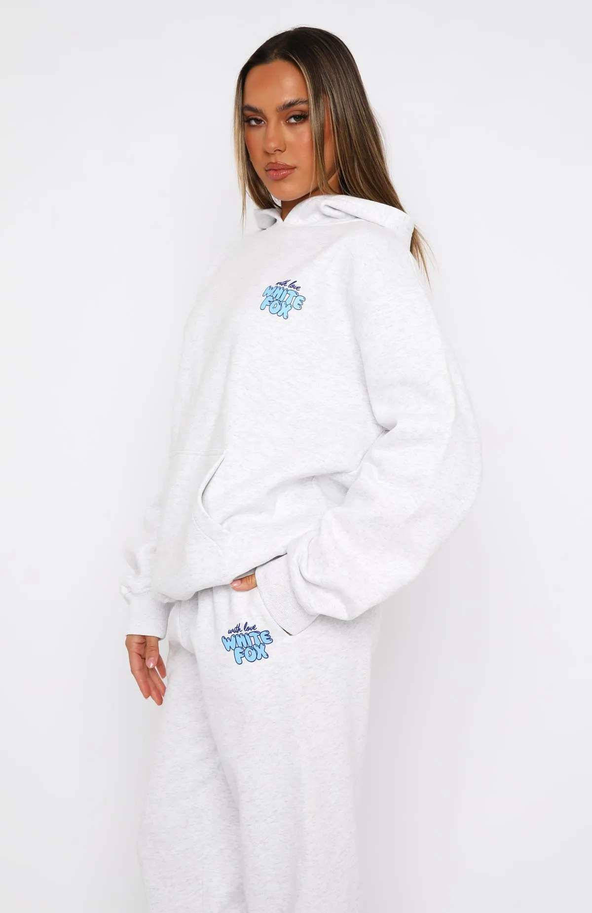 With Love Always Oversized Hoodie Grey Marle sold by White Fox Boutique product image thumbnail 3