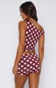 Late Nights Mini Skirt Burgundy Polka Dot sold by White Fox Boutique