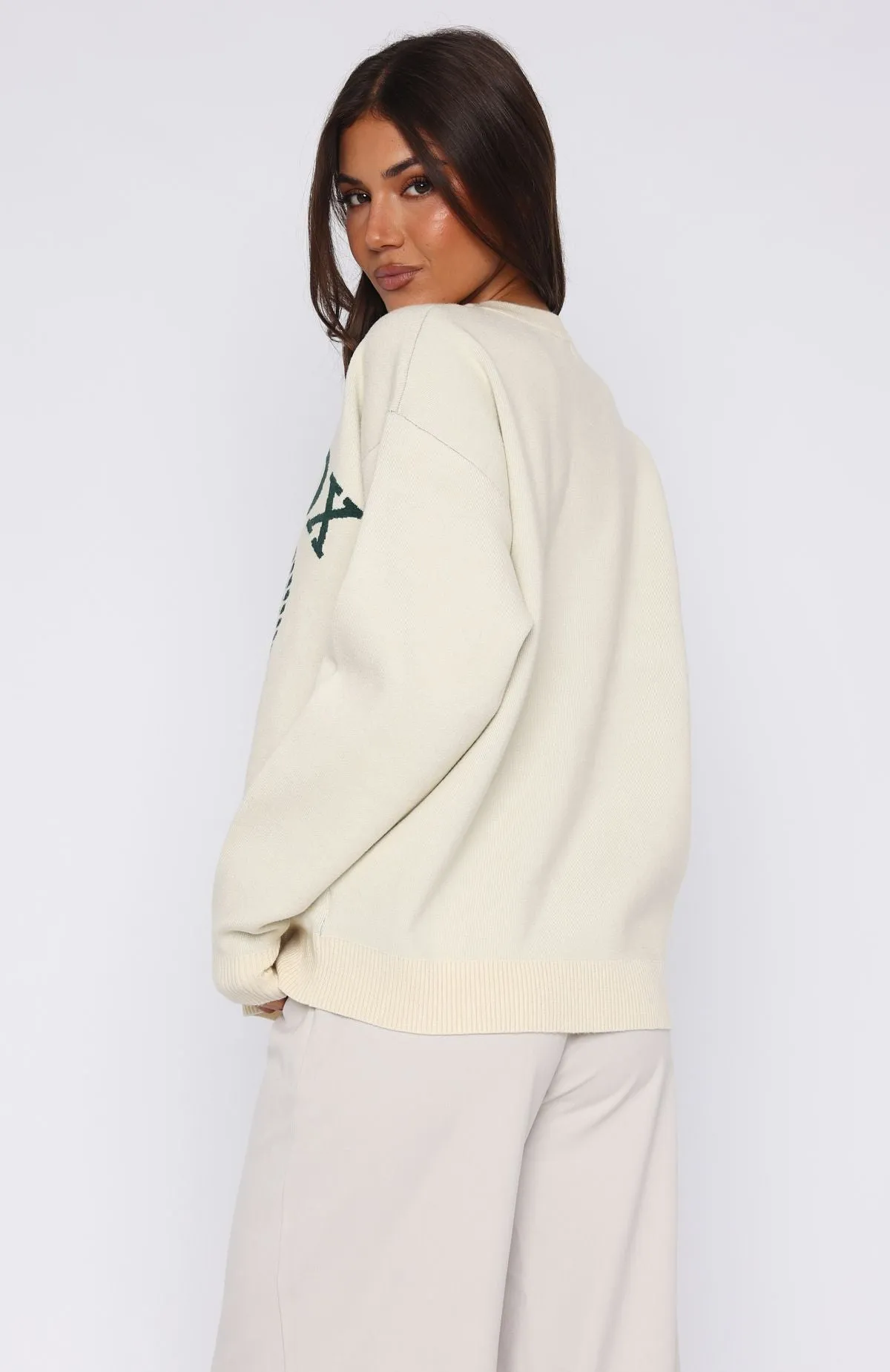 Tennis Club Knit Sweater Cream sold by White Fox Boutique product image thumbnail 4