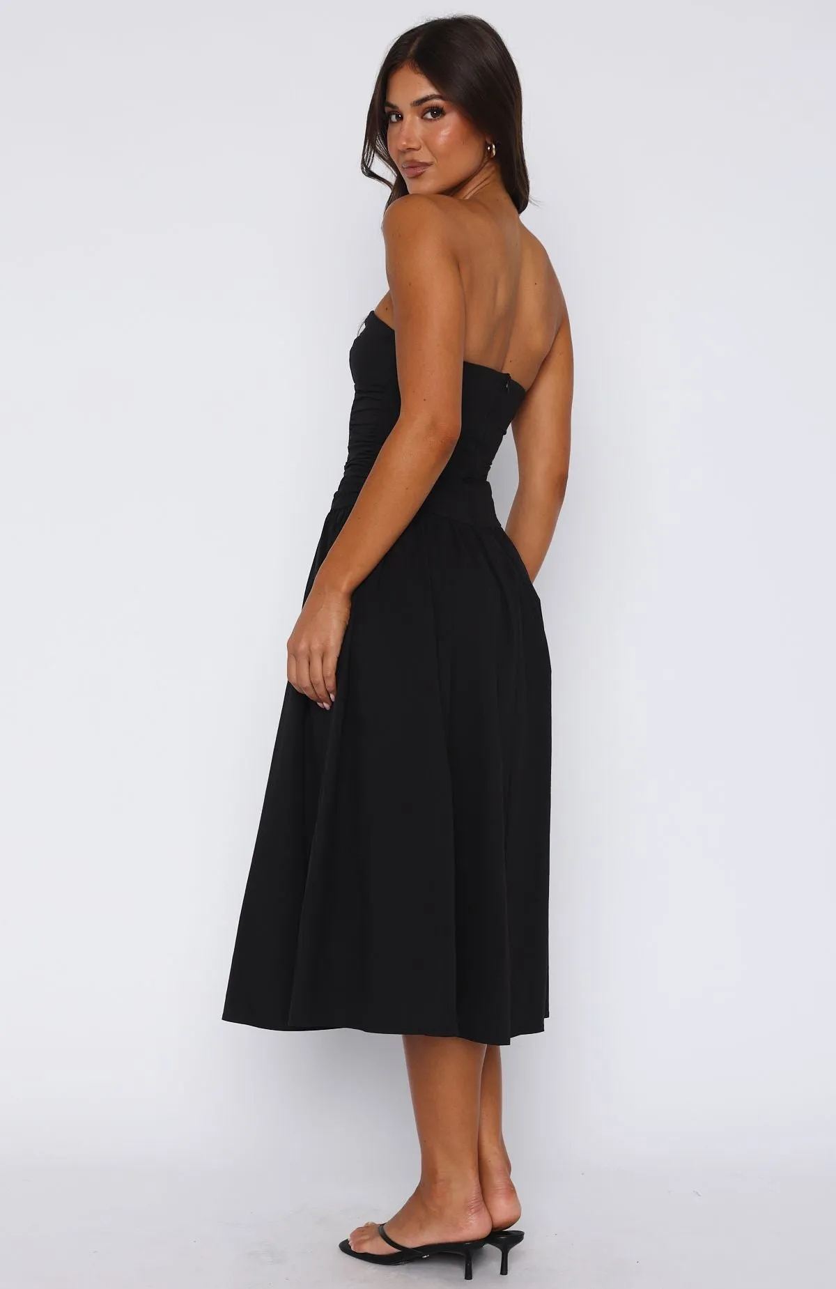 Rich In Love Strapless Midi Dress Black sold by White Fox Boutique product image thumbnail 4