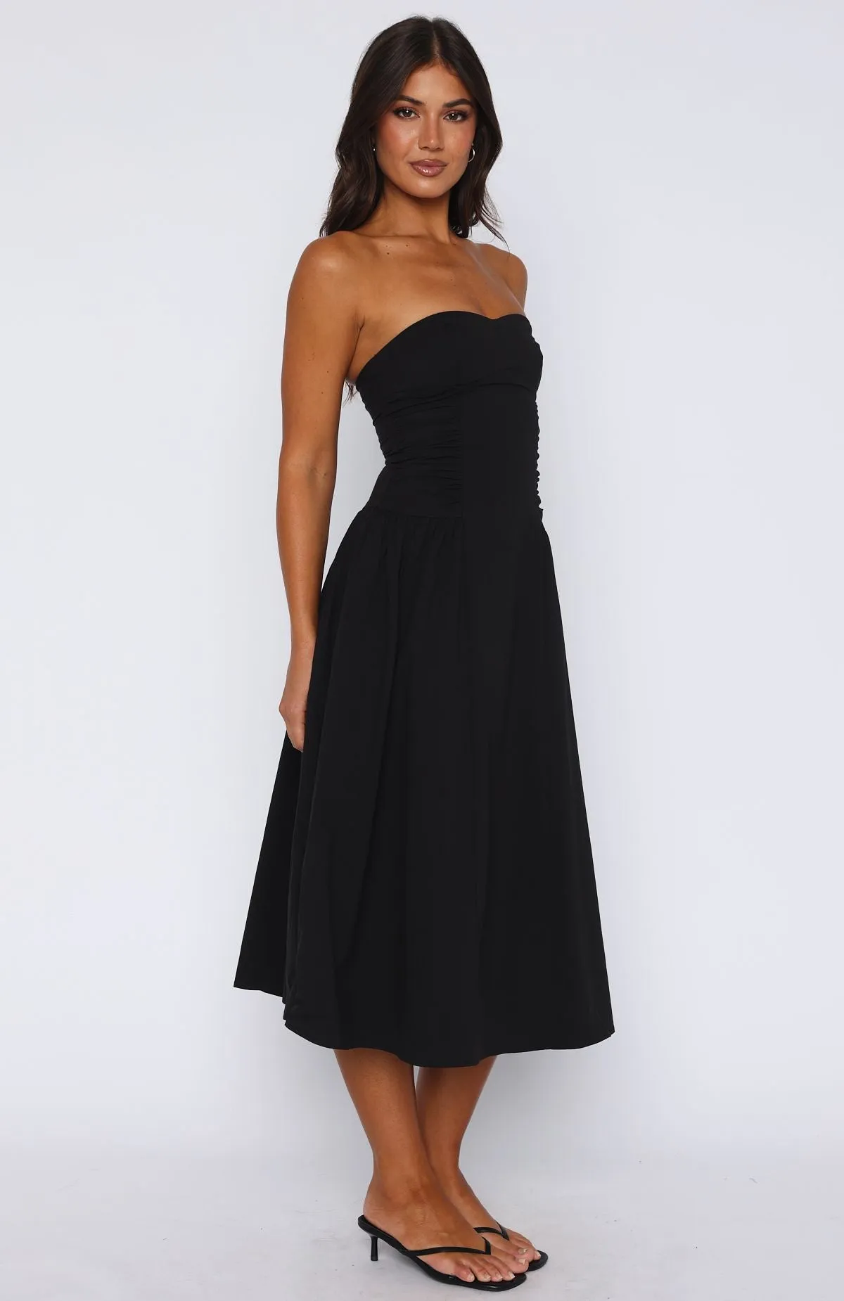 Rich In Love Strapless Midi Dress Black sold by White Fox Boutique product image thumbnail 3