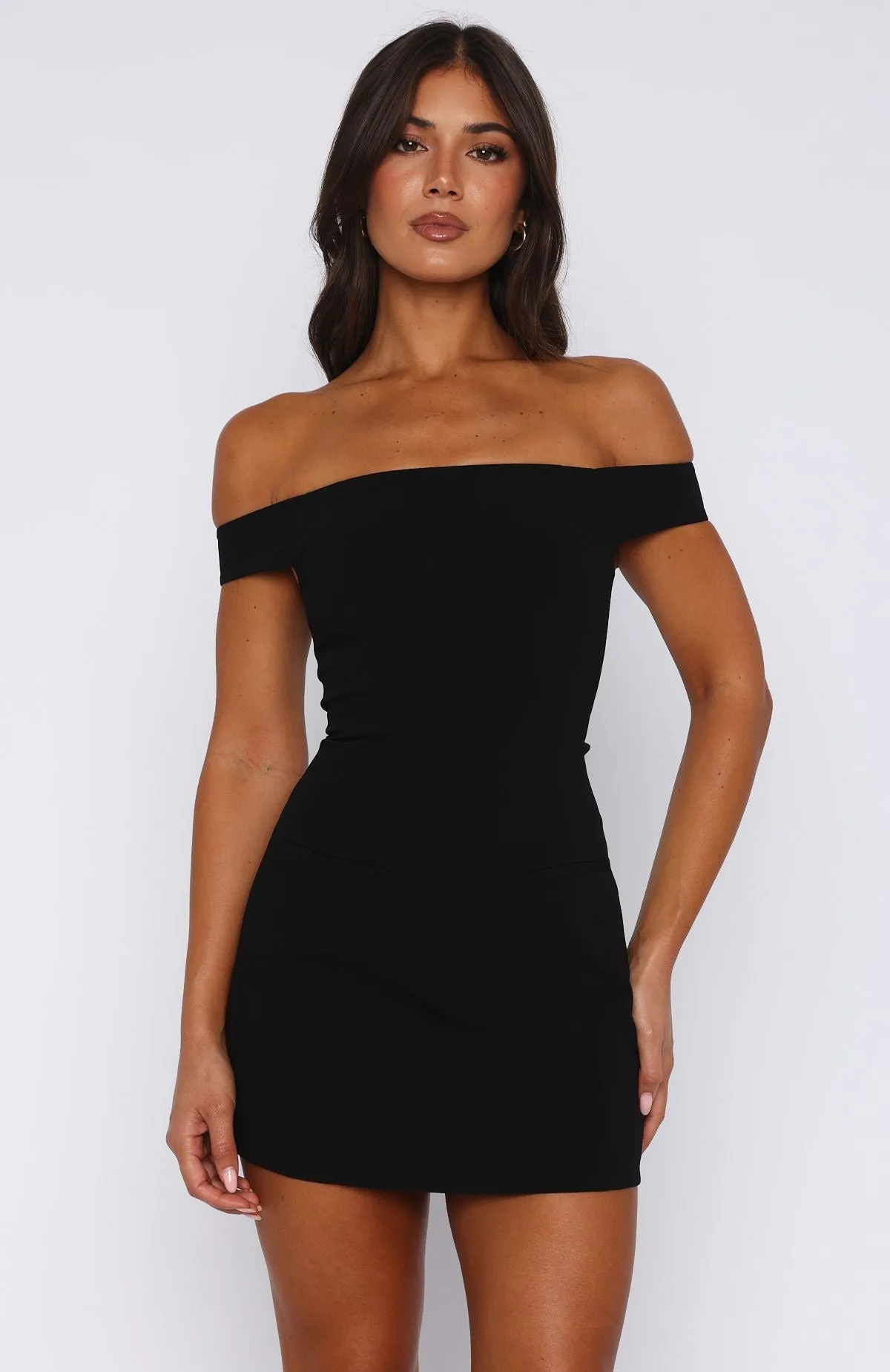 Private Planes Off Shoulder Mini Dress Black sold by White Fox Boutique product image thumbnail 2