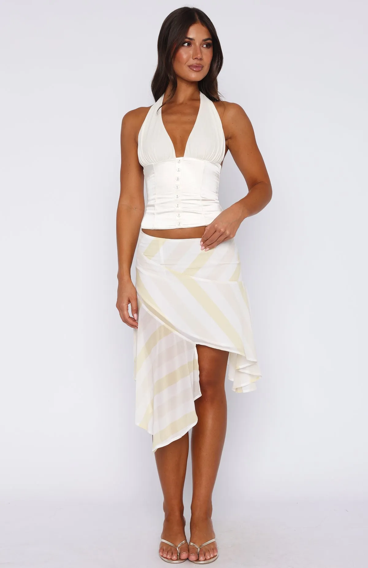 Crazy Romantic Midi Skirt Citrus Stripe sold by White Fox Boutique product image thumbnail 2