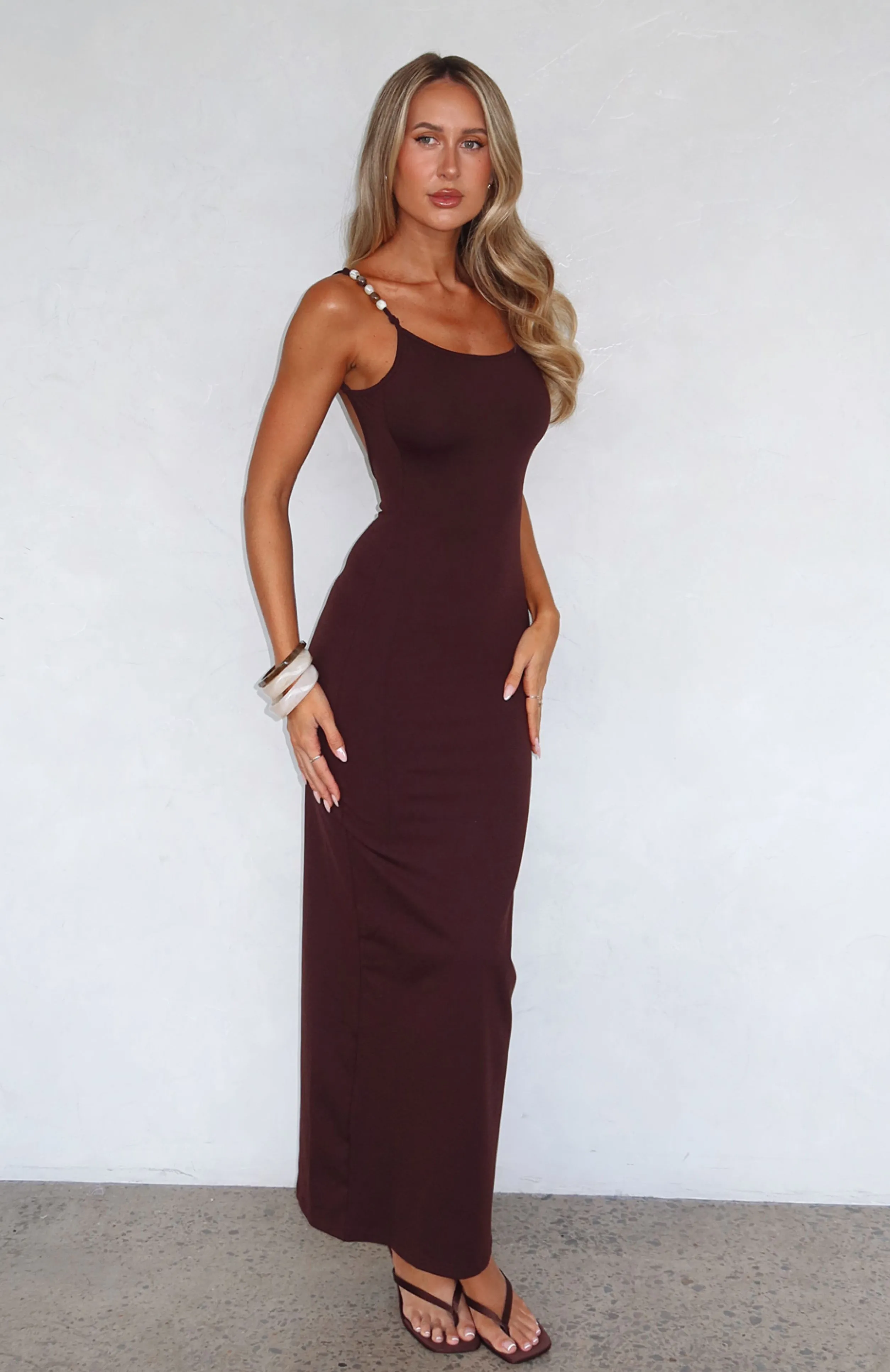 Trusting You Maxi Dress Dark Chocolate sold by White Fox Boutique