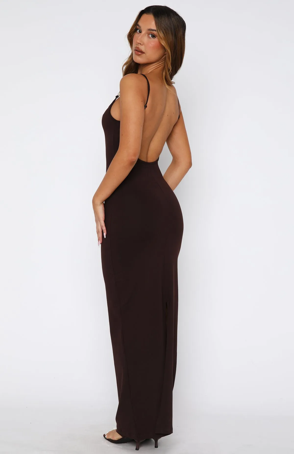 Trusting You Maxi Dress Dark Chocolate sold by White Fox Boutique product image thumbnail 4