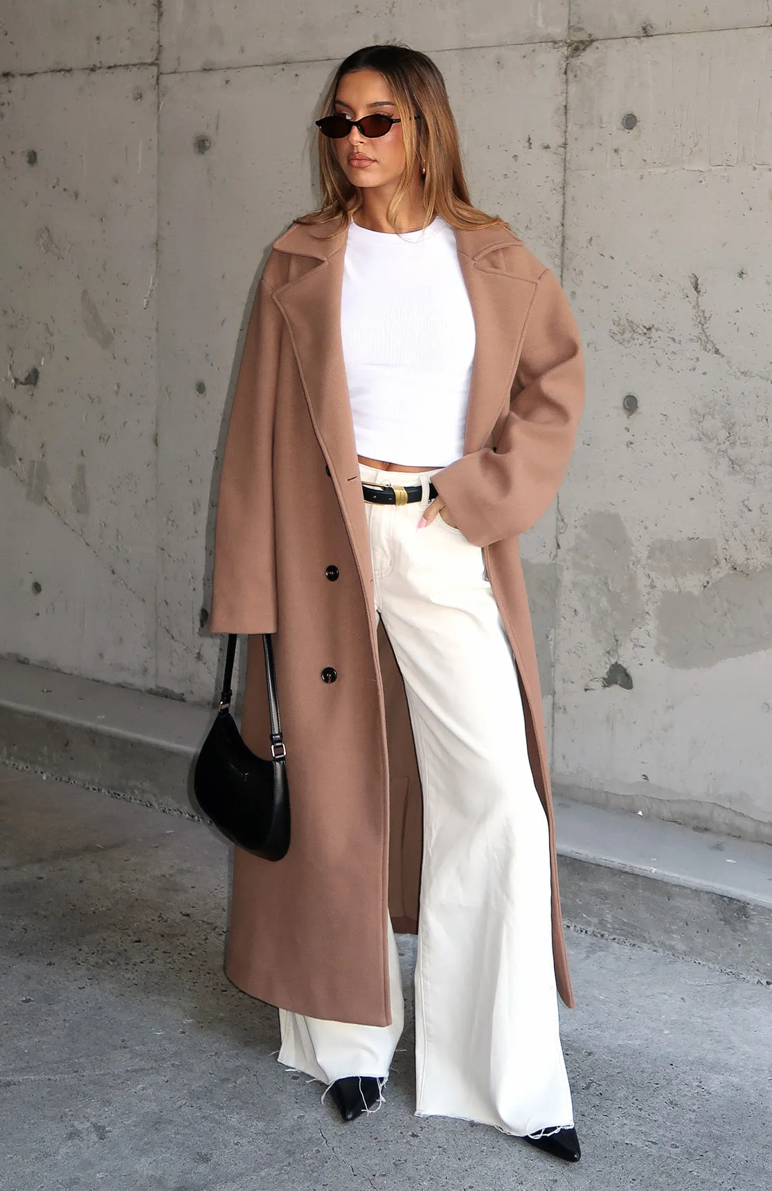 Modern Edge Oversized Coat Caramel sold by White Fox Boutique