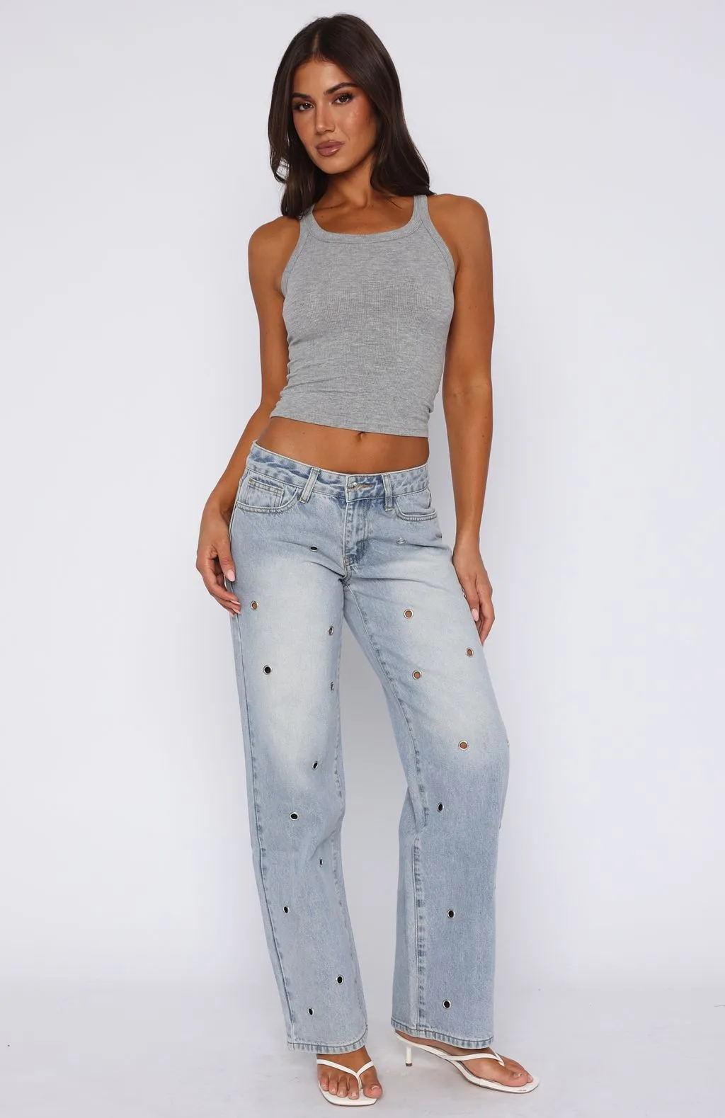 Athina Low Rise Wide Leg Jeans Light Blue sold by White Fox Boutique product image thumbnail 2
