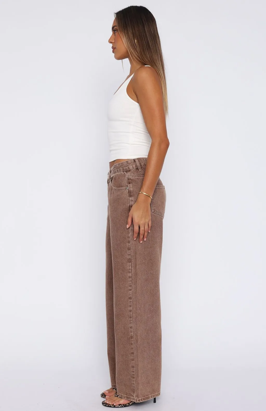 Bring The Style Low Rise Wide Leg Jeans Tan Wash sold by White Fox Boutique product image thumbnail 3