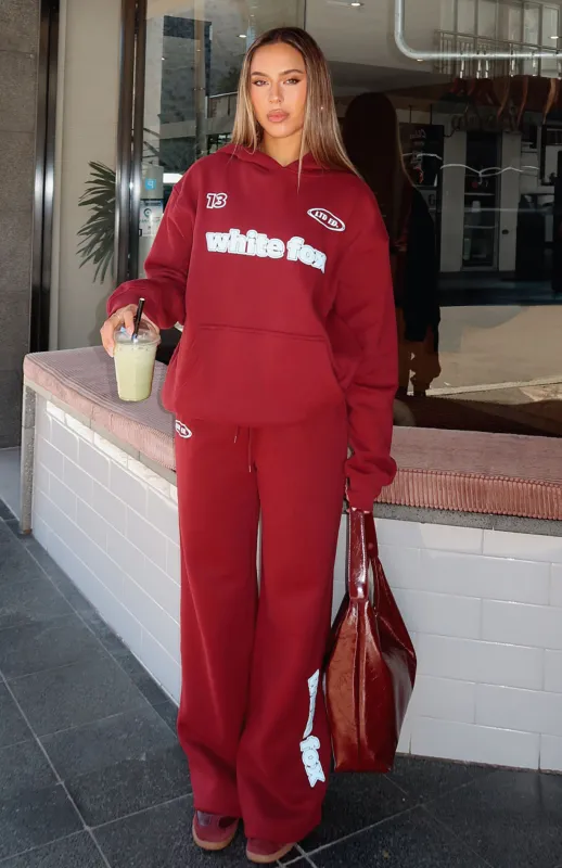 Ready To Go Wide Leg Sweatpants Burgundy sold by White Fox Boutique