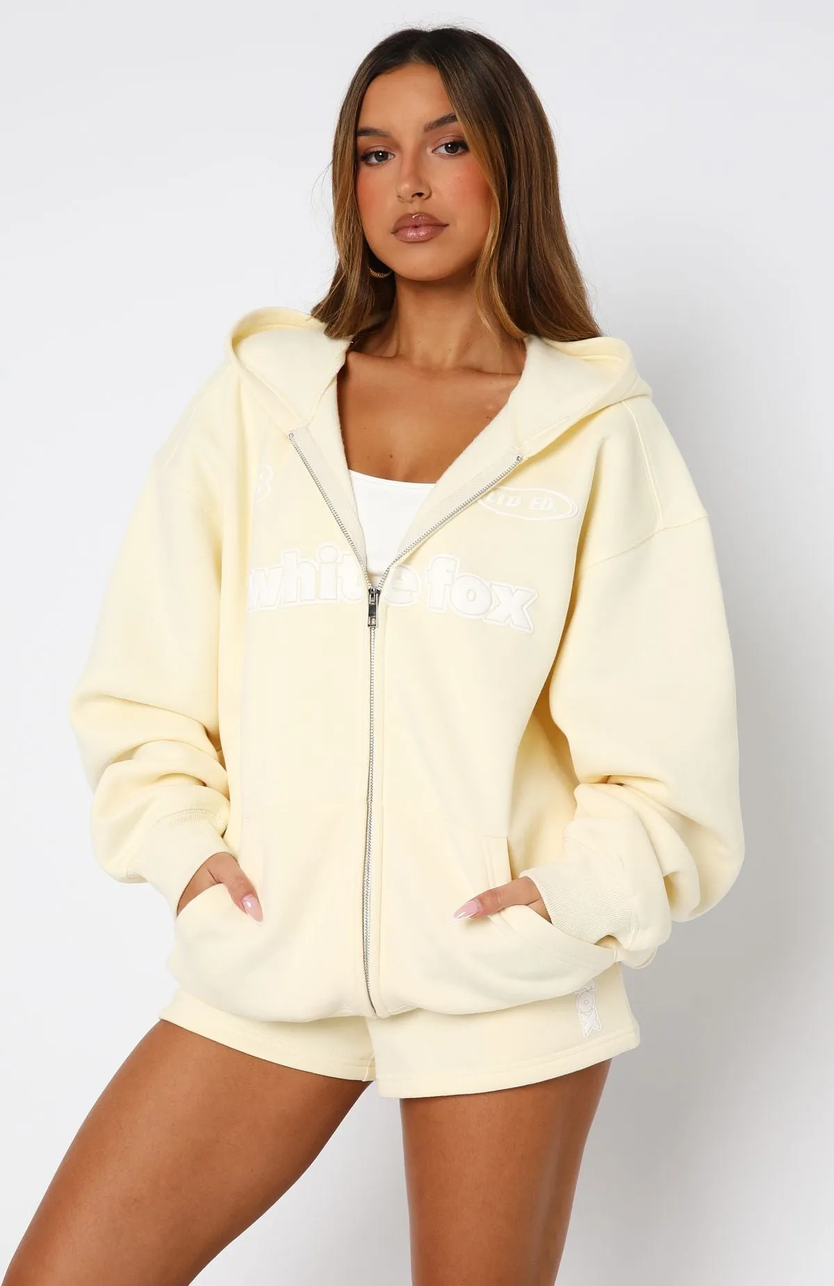 Ready To Go Zip Front Hoodie Lemon sold by White Fox Boutique product image thumbnail 2