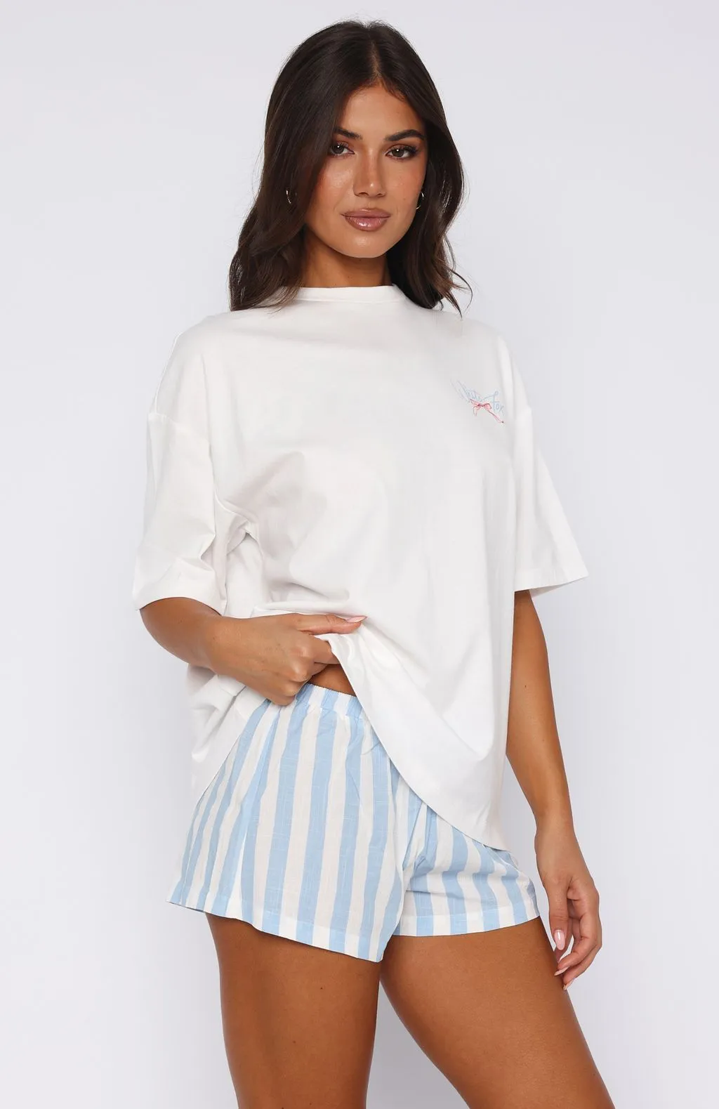 Echoes Of You Pyjama Shorts Blue/White sold by White Fox Boutique product image thumbnail 3
