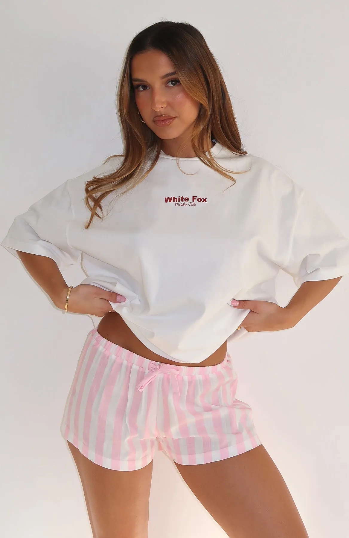 Echoes Of You Pyjama Shorts Pink/White sold by White Fox Boutique