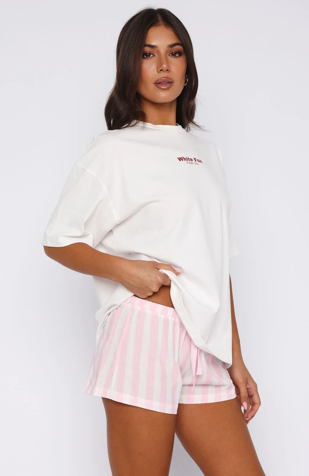 Echoes Of You Pyjama Shorts Pink/White sold by White Fox Boutique product image thumbnail 3