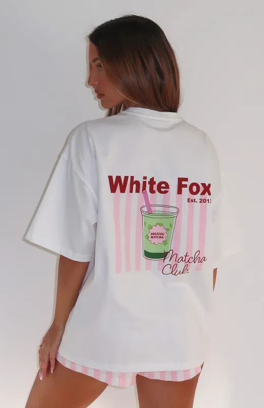 Matcha Club Pyjama Oversized Tee White sold by White Fox Boutique