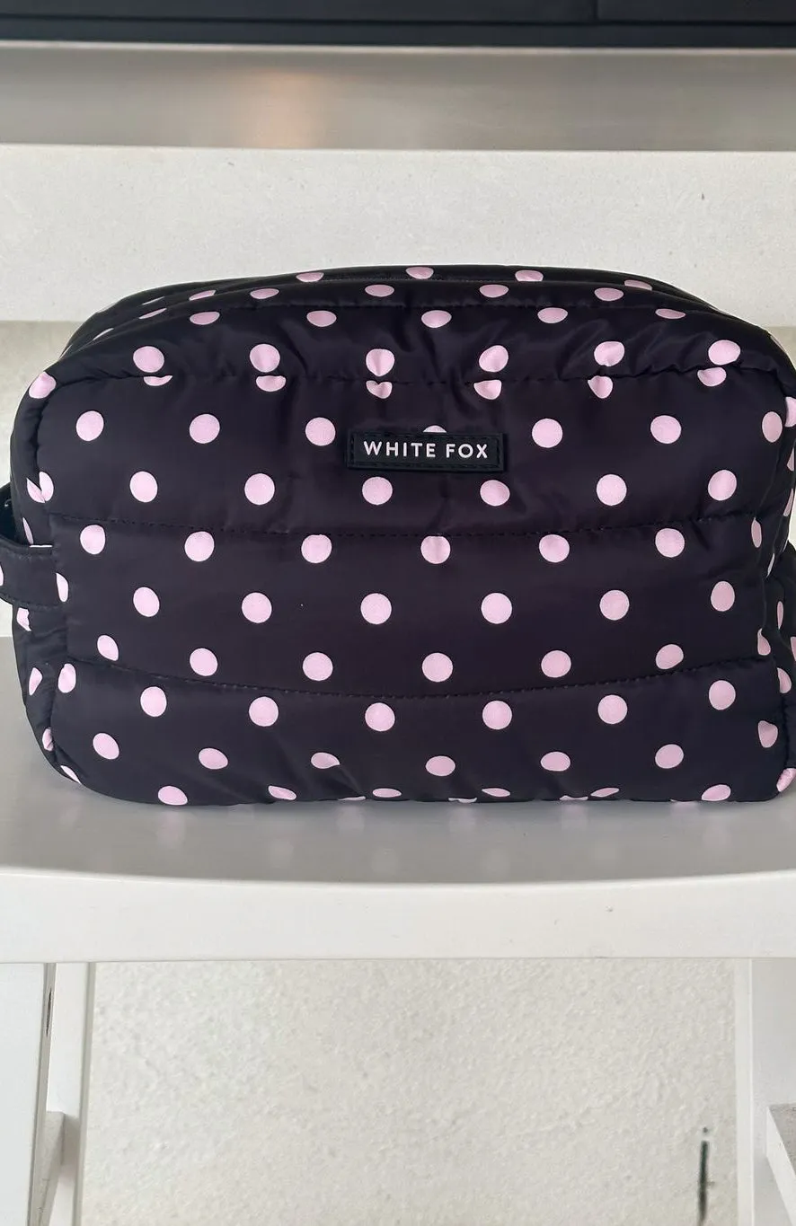 Take A Leap Cosmetic Bag Black/Pink Polka Dot sold by White Fox Boutique product image thumbnail 4