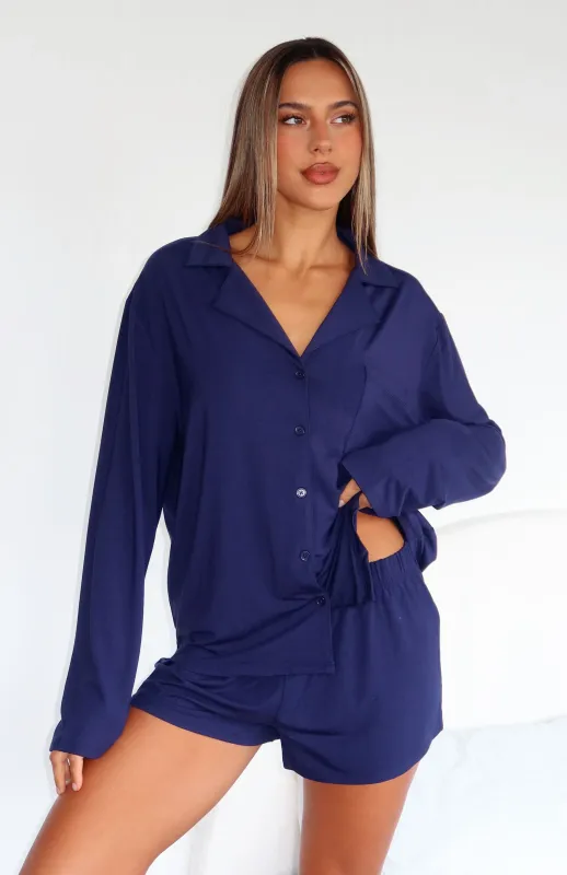 Dreamscape Long Sleeve Pyjama Set Navy sold by White Fox Boutique