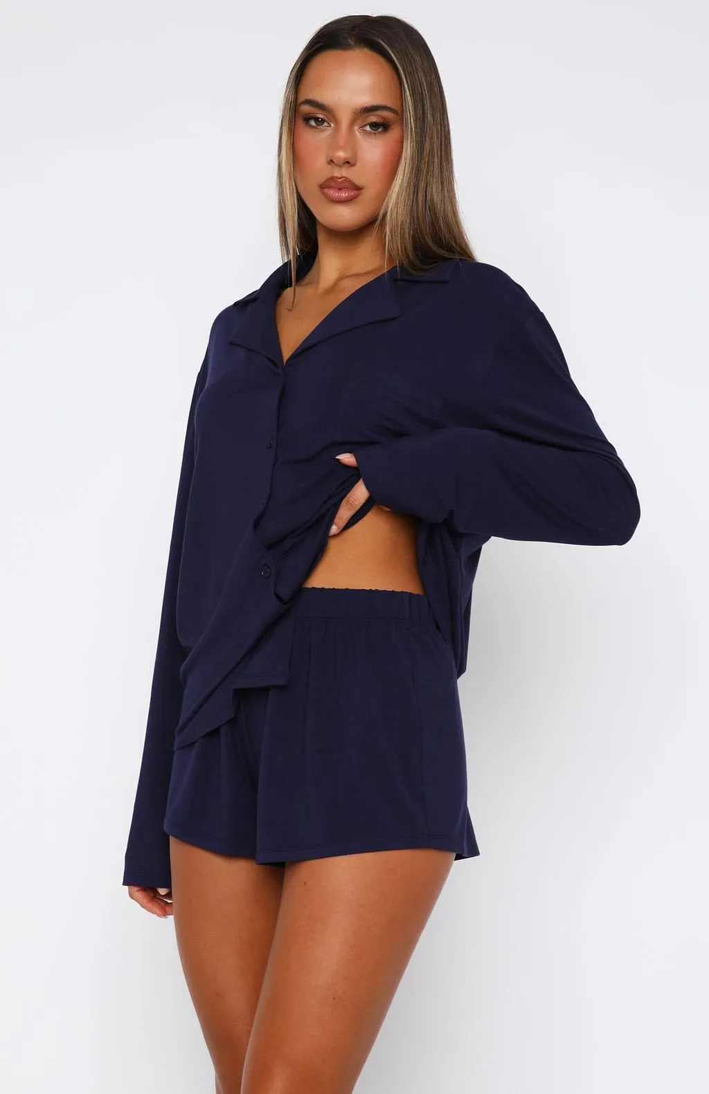 Dreamscape Long Sleeve Pyjama Set Navy sold by White Fox Boutique product image thumbnail 3