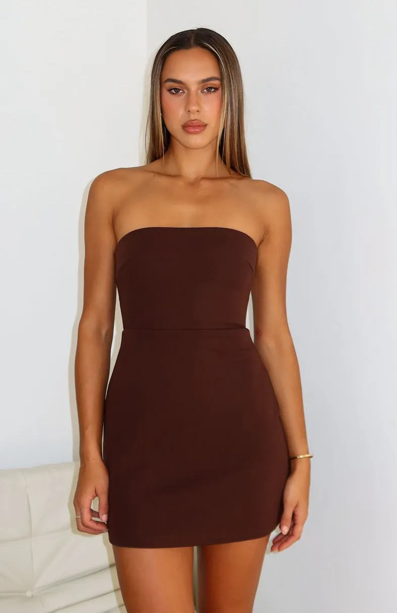 Keep Falling Strapless Mini Dress Chocolate sold by White Fox Boutique