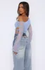Best Believe Long Sleeve Top Blue sold by White Fox Boutique