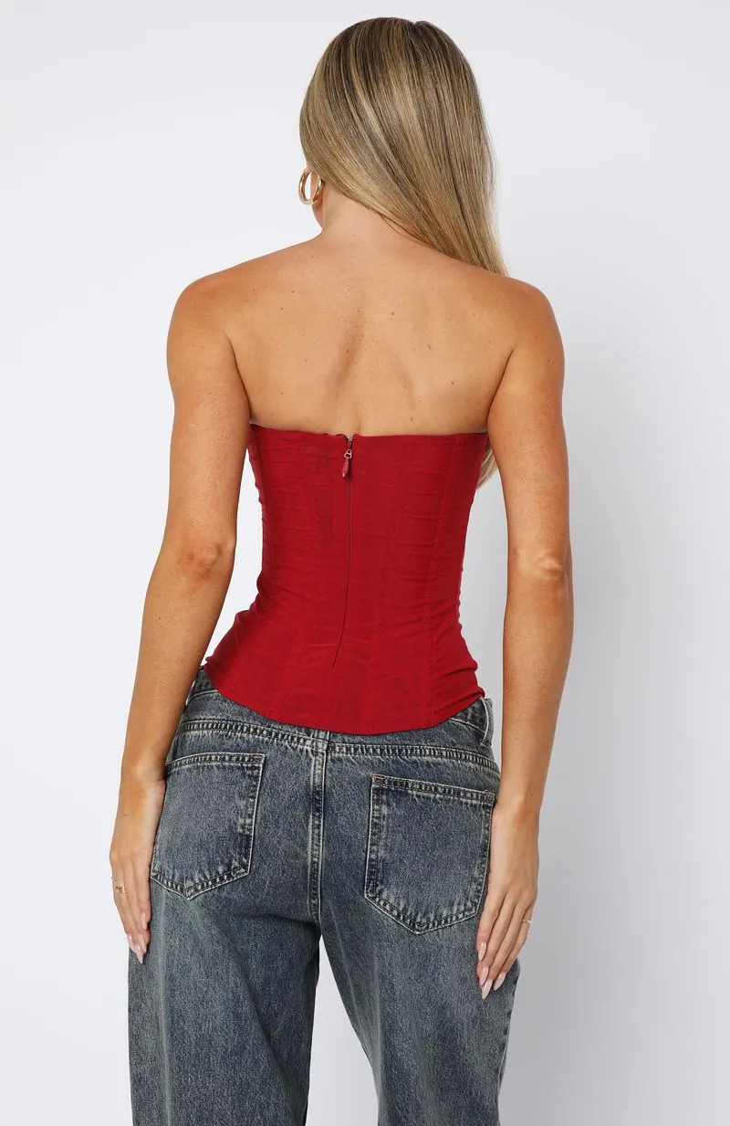 Tell Me A Secret Strapless Bustier Red sold by White Fox Boutique product image thumbnail 4