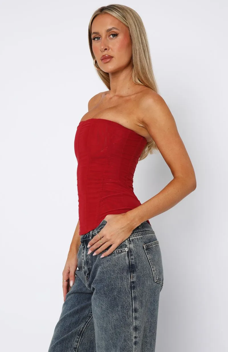 Tell Me A Secret Strapless Bustier Red sold by White Fox Boutique product image thumbnail 3