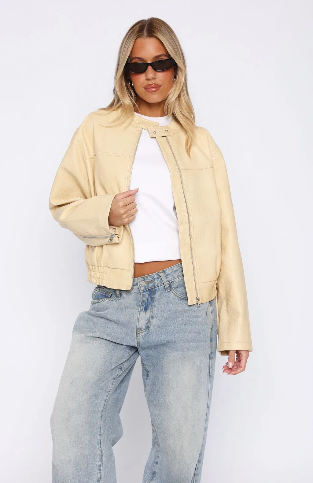 Tell Me Nothing PU Jacket Blonde sold by White Fox Boutique product image thumbnail 3