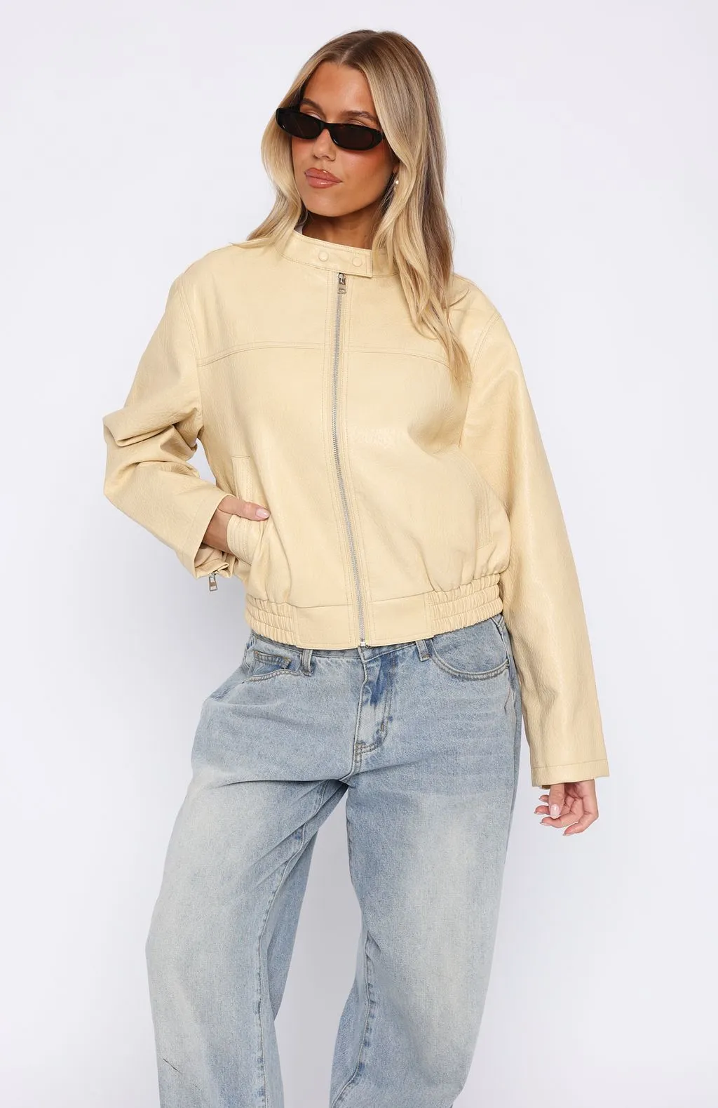 Tell Me Nothing PU Jacket Blonde sold by White Fox Boutique product image thumbnail 2
