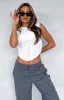 Mixed Ties Corset Tank White sold by White Fox Boutique