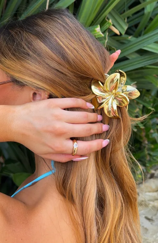 Floral Charm Hair Clip Gold sold by White Fox Boutique