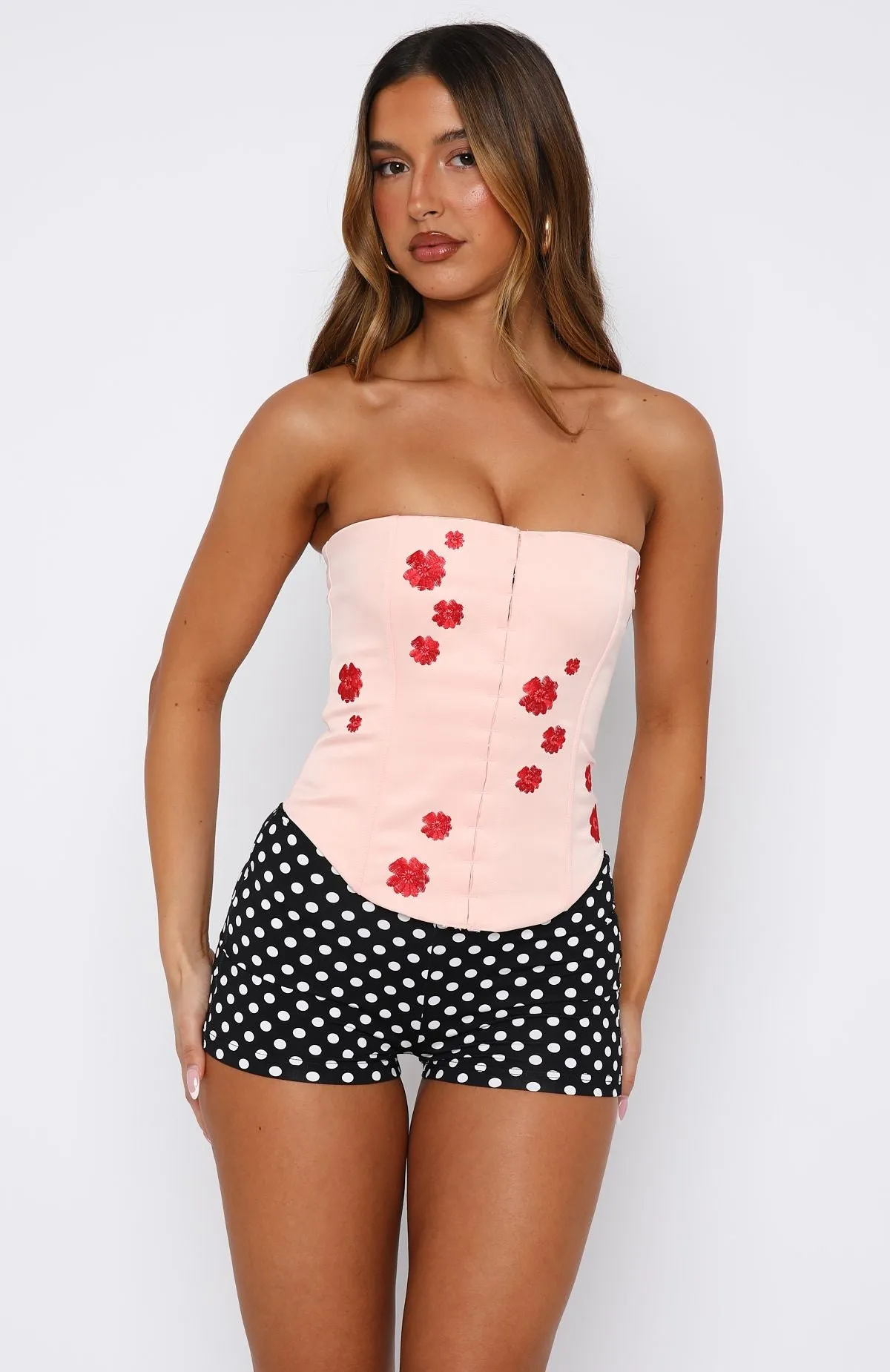 Beyond Me Strapless Embroidered Bustier Pink sold by White Fox Boutique product image thumbnail 2