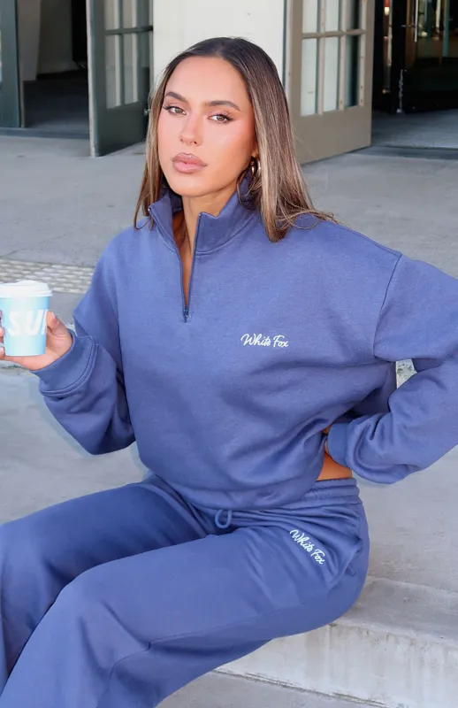 Match Your Words Zip Front Sweater Navy sold by White Fox Boutique