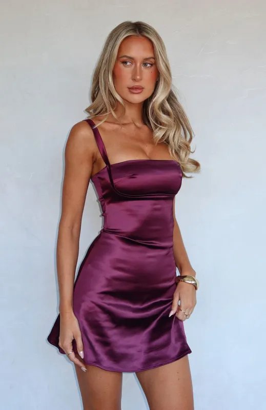Just A Girl Mini Dress Deep Plum sold by White Fox Boutique