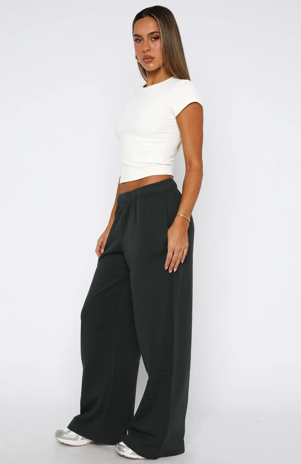 Give It A Rest Wide Leg Sweatpants Forest Green sold by White Fox Boutique product image thumbnail 3